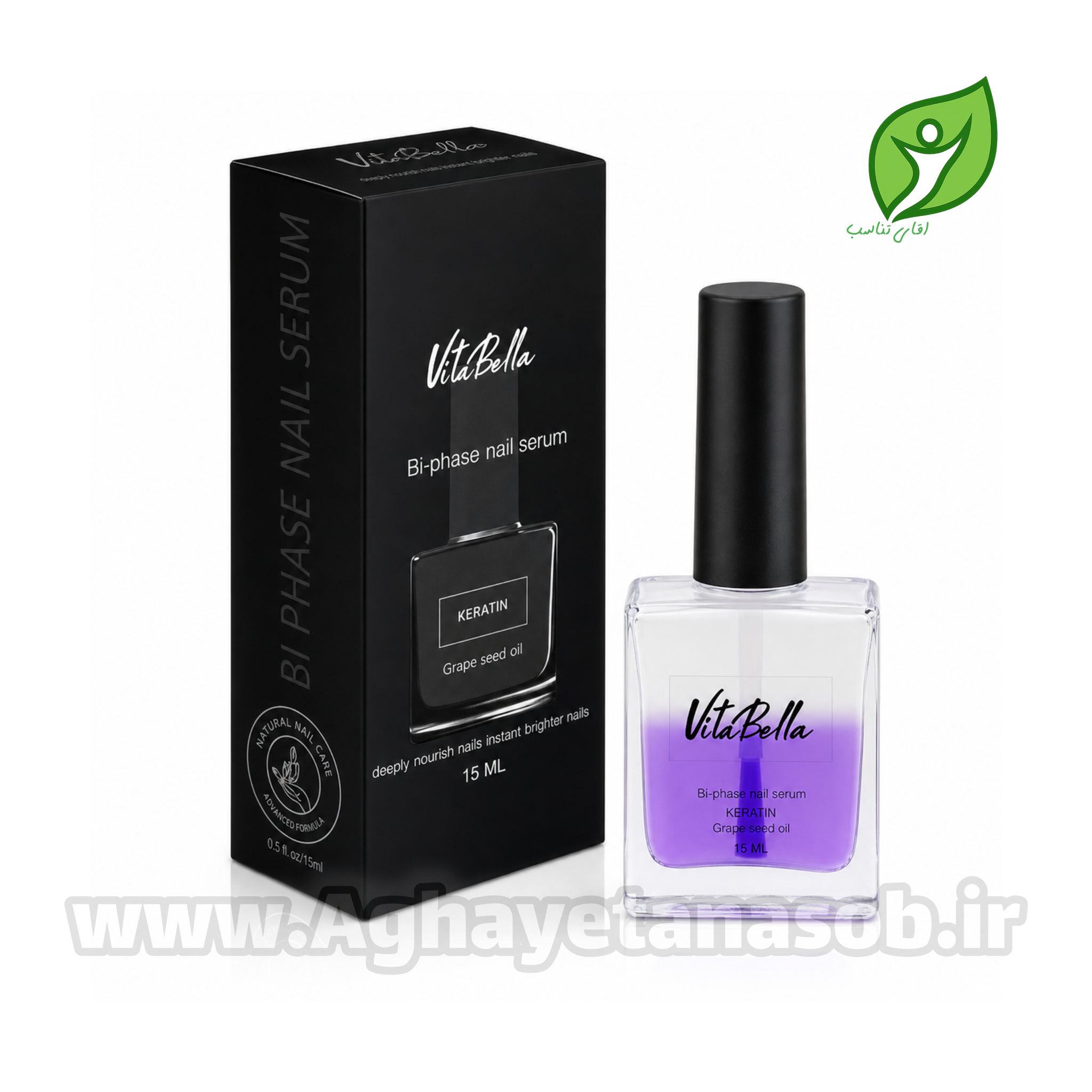 سرم دوفاز تقویت ناخن و کوتیکول ویتابلا Eclat حاوی کراتین و روغن هسته انگور ۱۵ میلی‌لیتر